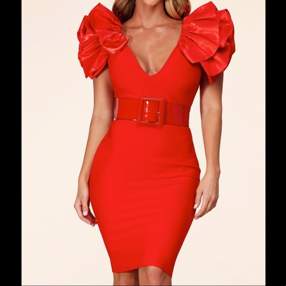 Puff Sleeve Dress w/ Belt